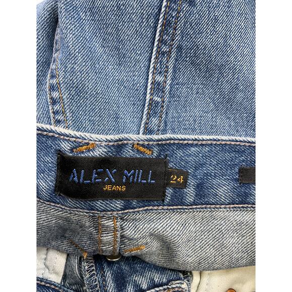 Alex Mill 'The Carla' Blue Cotton High-Rise Straight Denim Jean Size 24 - Picture 4 of 5